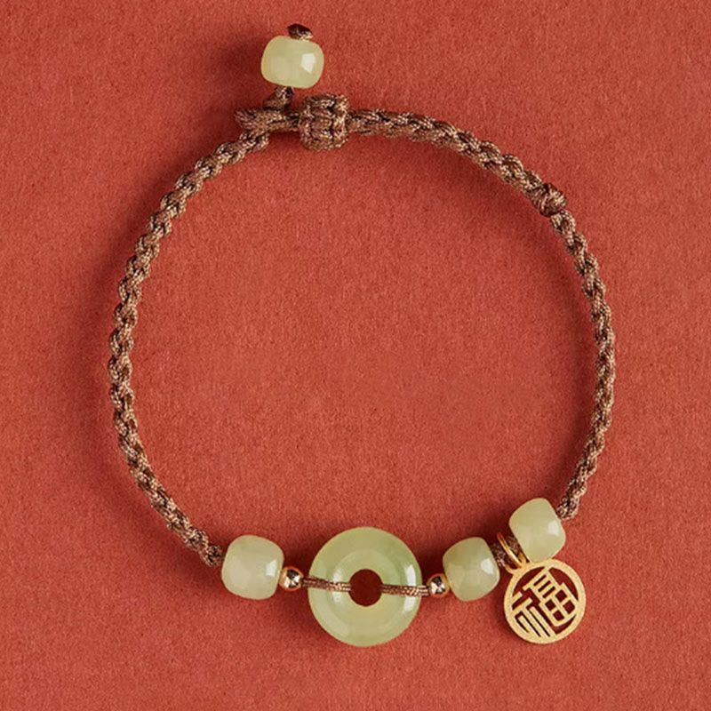 Jade Lotus Peace Buckle String Bracelet for Abundance