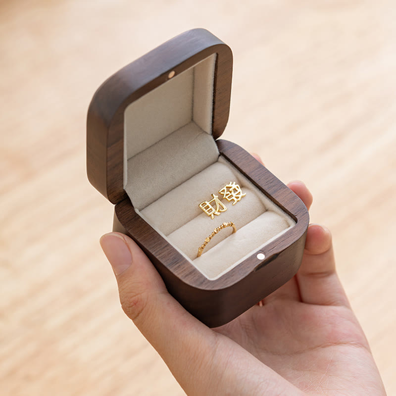 Handmade Black Walnut Wood Ring Jewelry Storage Box