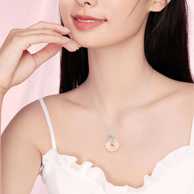 Chalcedony Snake Peace Buckle Necklace