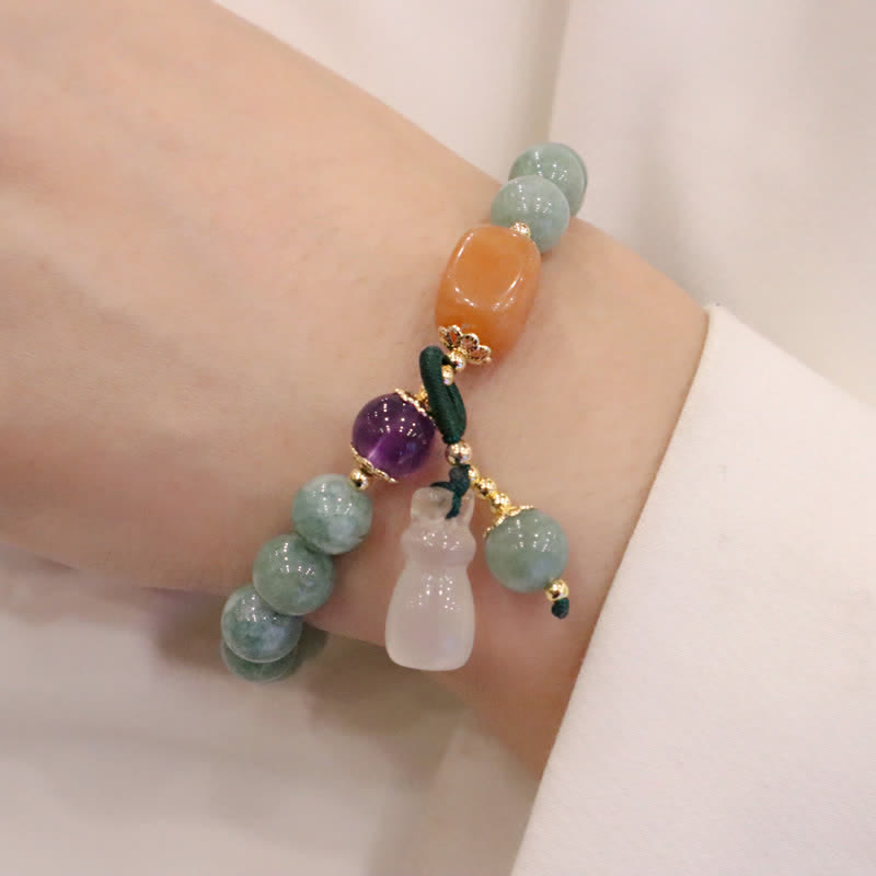 Healing Jade Bracelet with Cyan Jade & Amethyst for Harmony