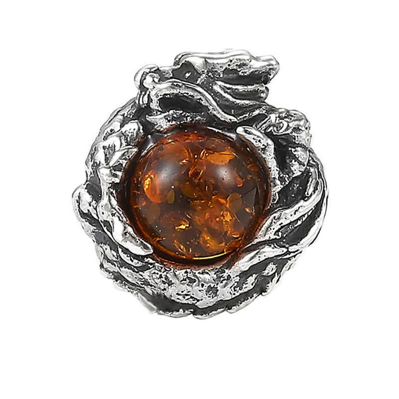 Sterling Silver Amber Dragon Success Stud Earring