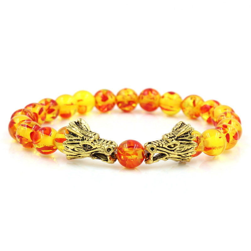 White Turquoise Lava Rock Dragon Blessing Bracelet