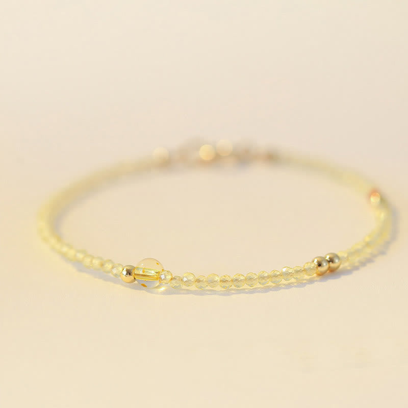 2mm Citrine 14K Gold Plated Protection Bracelet