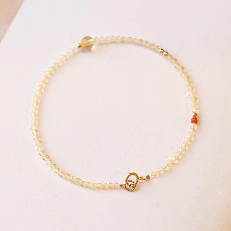 2mm Citrine 14K Gold Plated Protection Bracelet