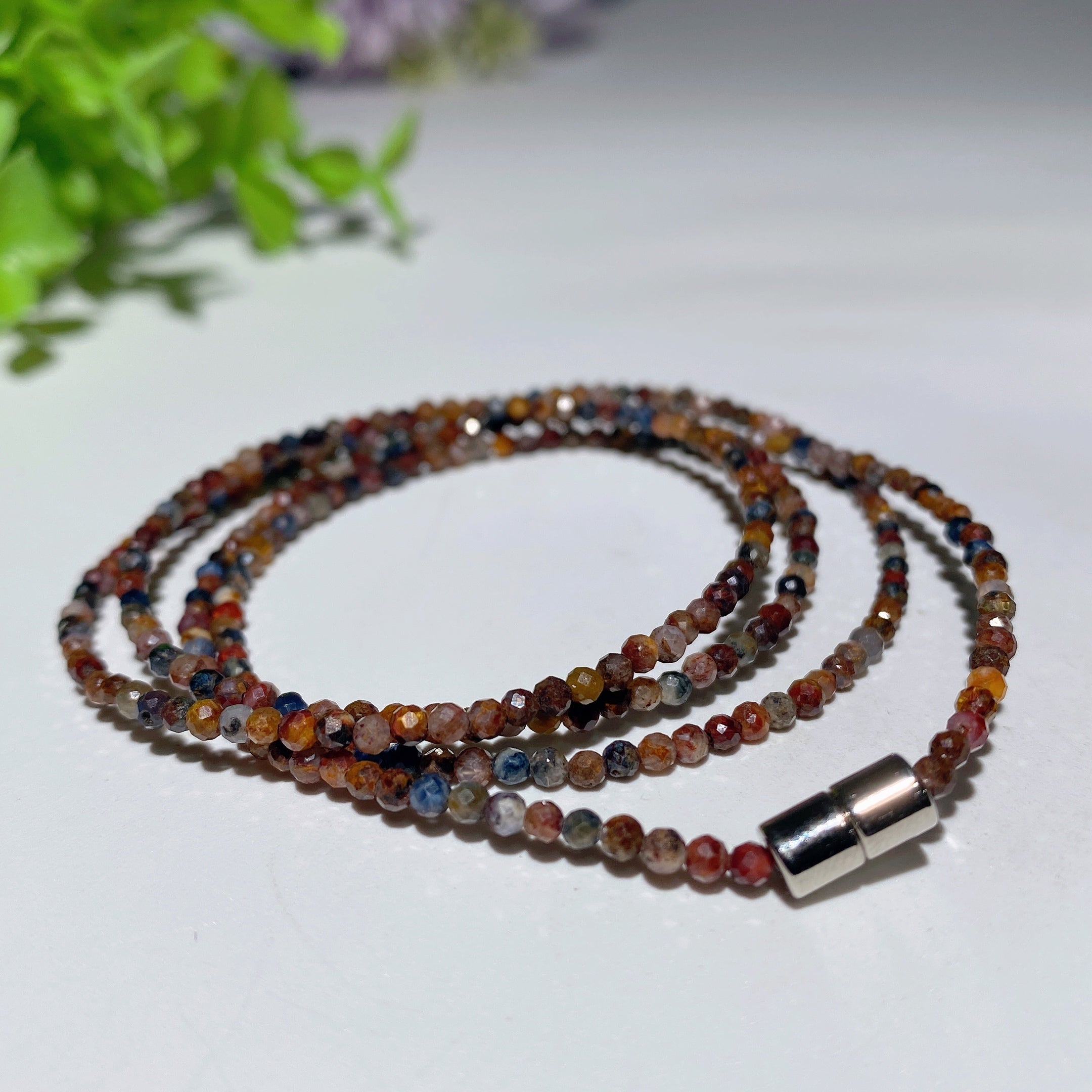 2mm Mixed Crystal Spiritual Healing Necklace Magnetic Buckle