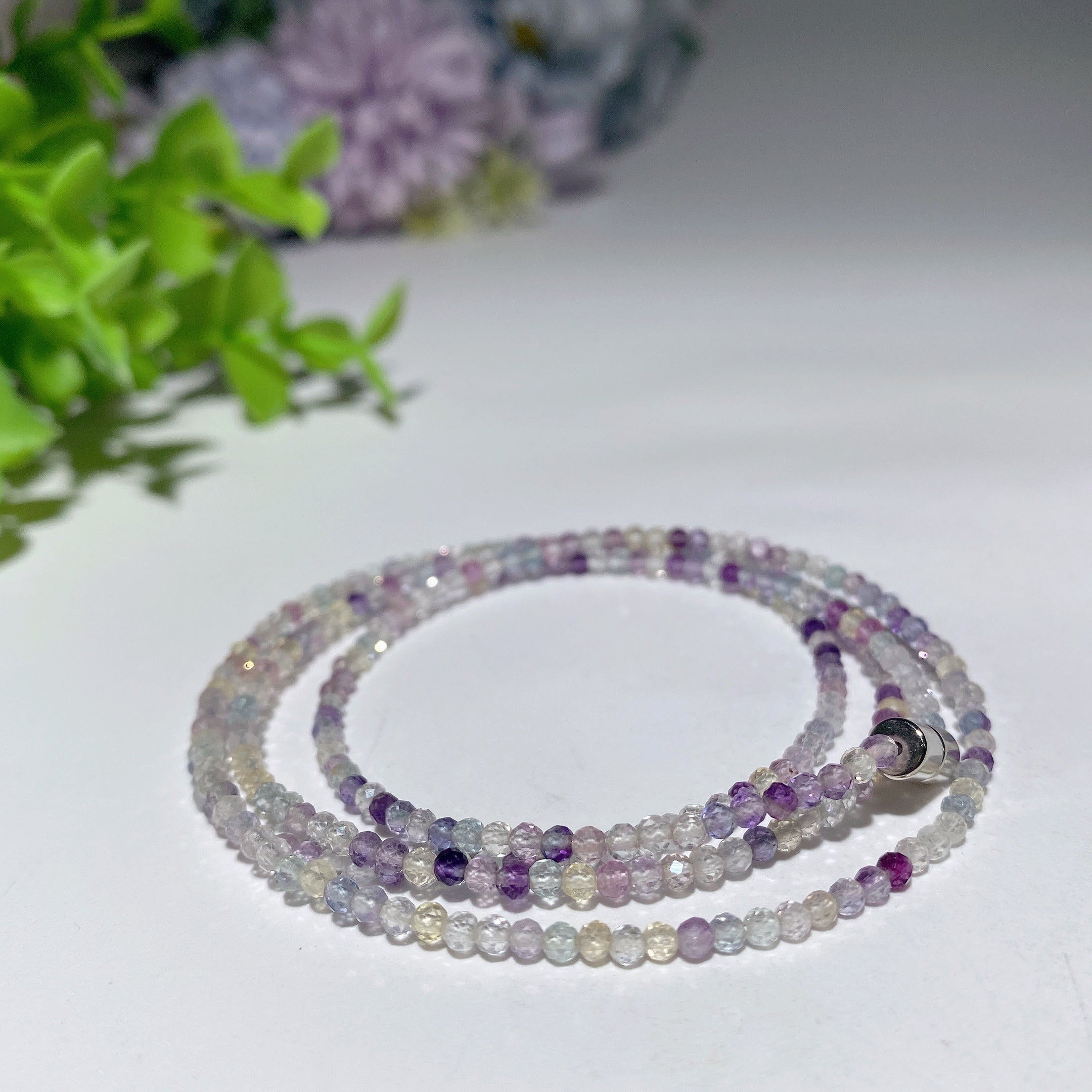 2mm Mixed Crystal Spiritual Healing Necklace Magnetic Buckle