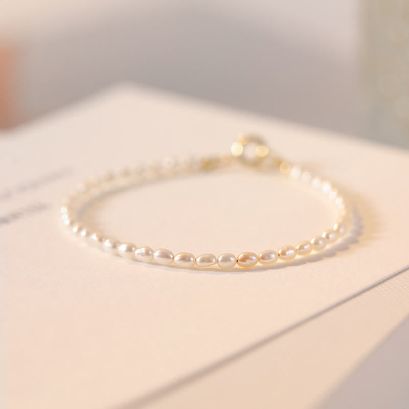 2mm Natural Pearl & 14k Gold Plated Wisdom Bracelet