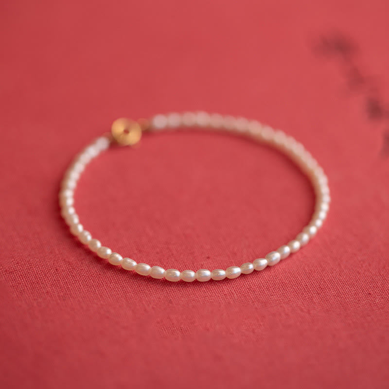 2mm Natural Pearl & 14k Gold Plated Wisdom Bracelet