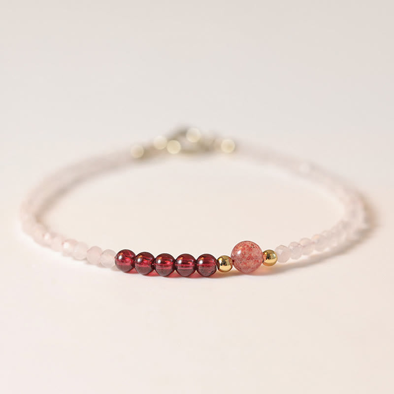 2mm Rose Quartz Garnet Strawberry Quartz Healing Bracelet