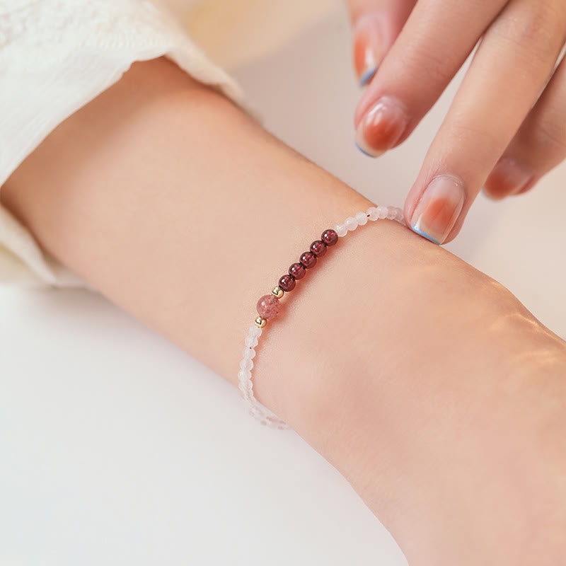 2mm Rose Quartz Garnet Strawberry Quartz Healing Bracelet