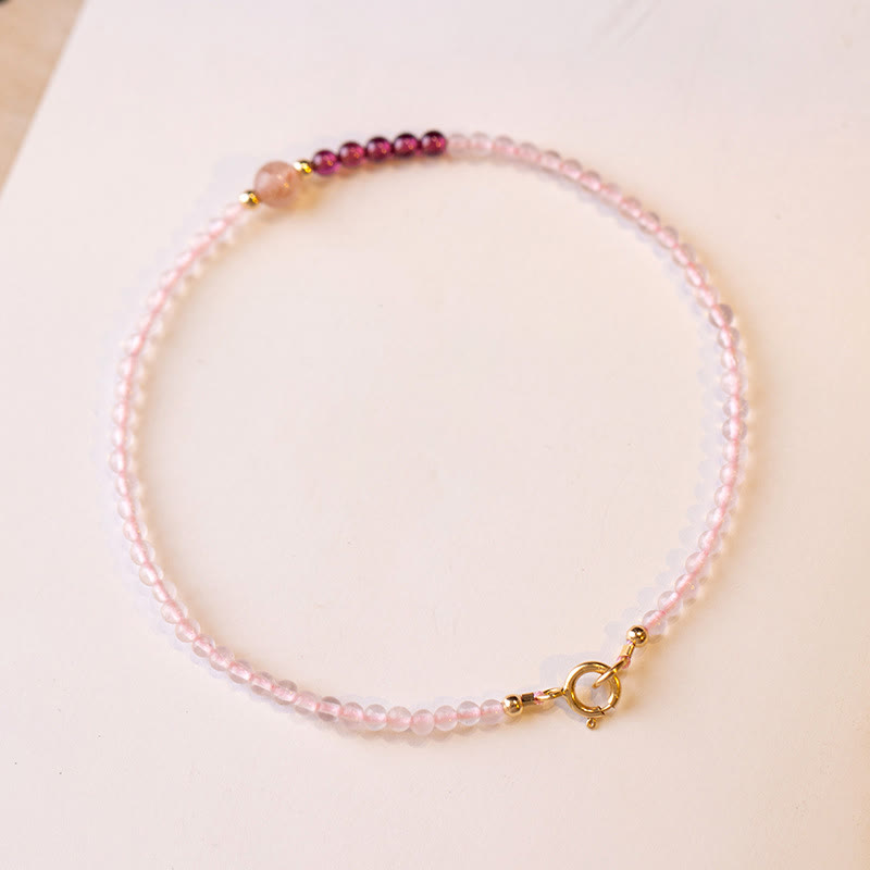 2mm Rose Quartz Garnet Strawberry Quartz Healing Bracelet