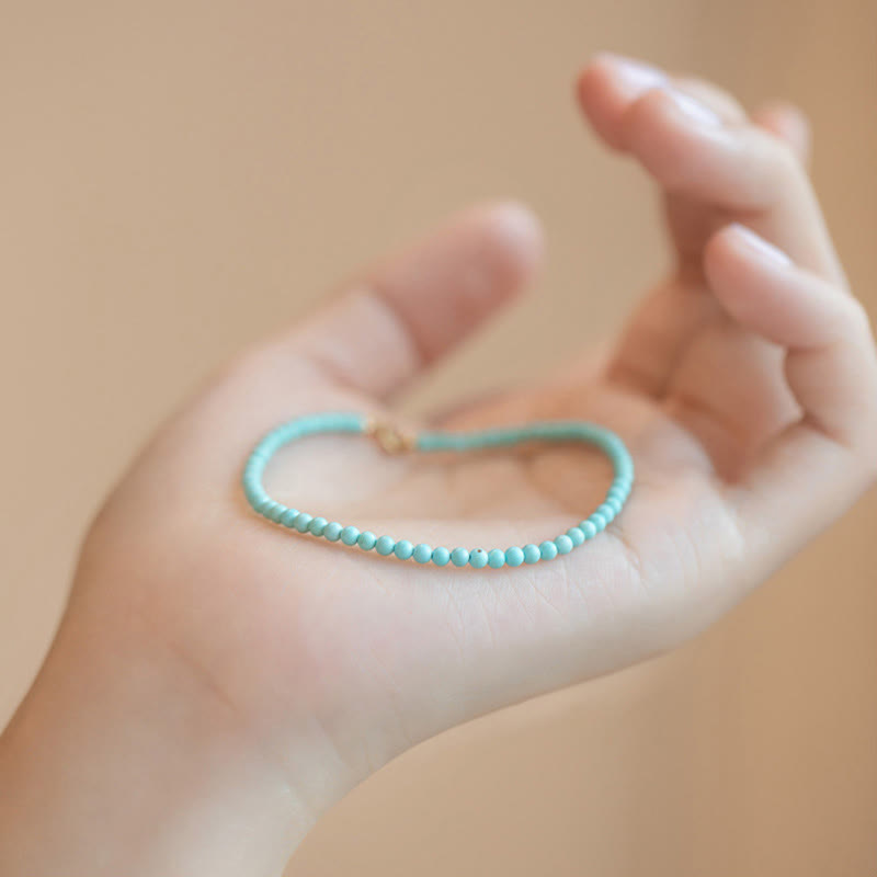 2mm Turquoise & 14k Gold Wisdom Bracelet