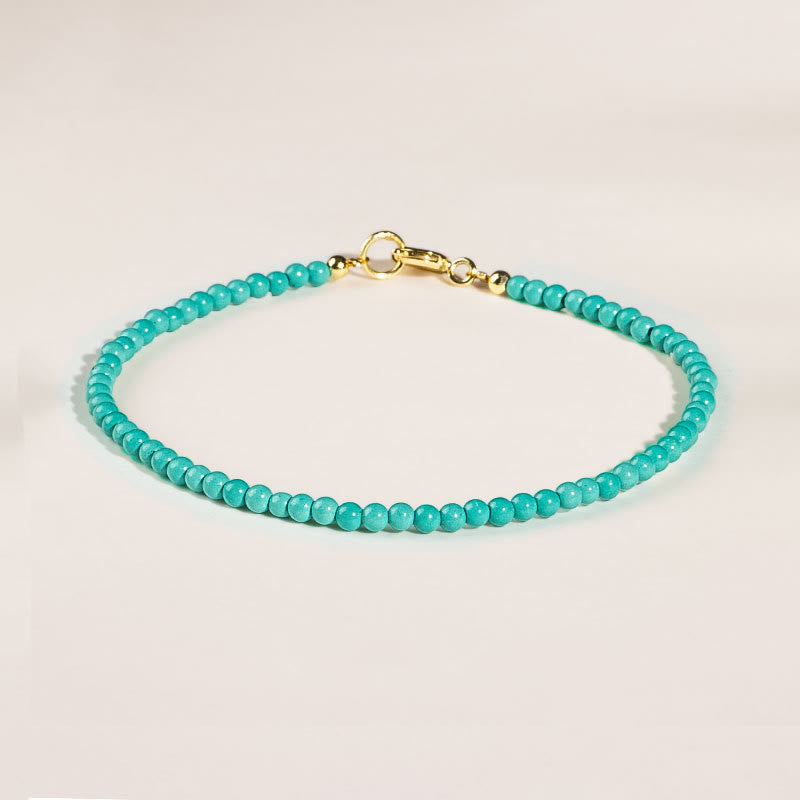 2mm Turquoise & 14k Gold Wisdom Bracelet