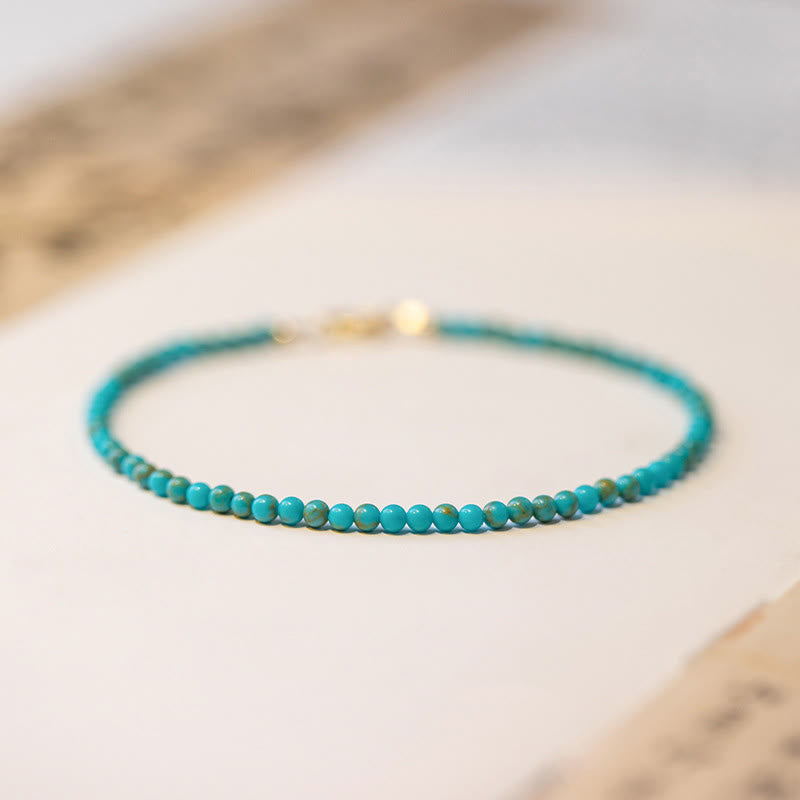 2mm Turquoise & 14k Gold Wisdom Bracelet