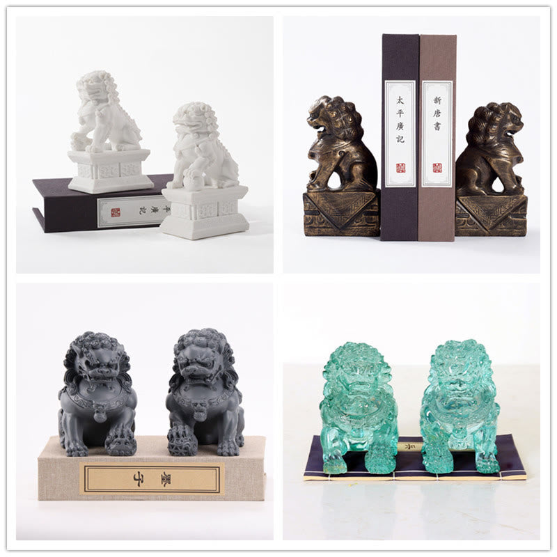 2Pcs Resin Lion Statue for Courage Strength | Spiritual Figurines