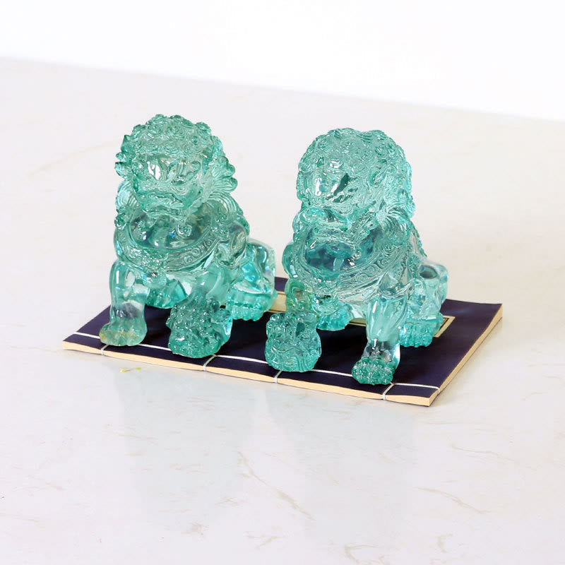 2Pcs Resin Lion Statue for Courage Strength | Spiritual Figurines