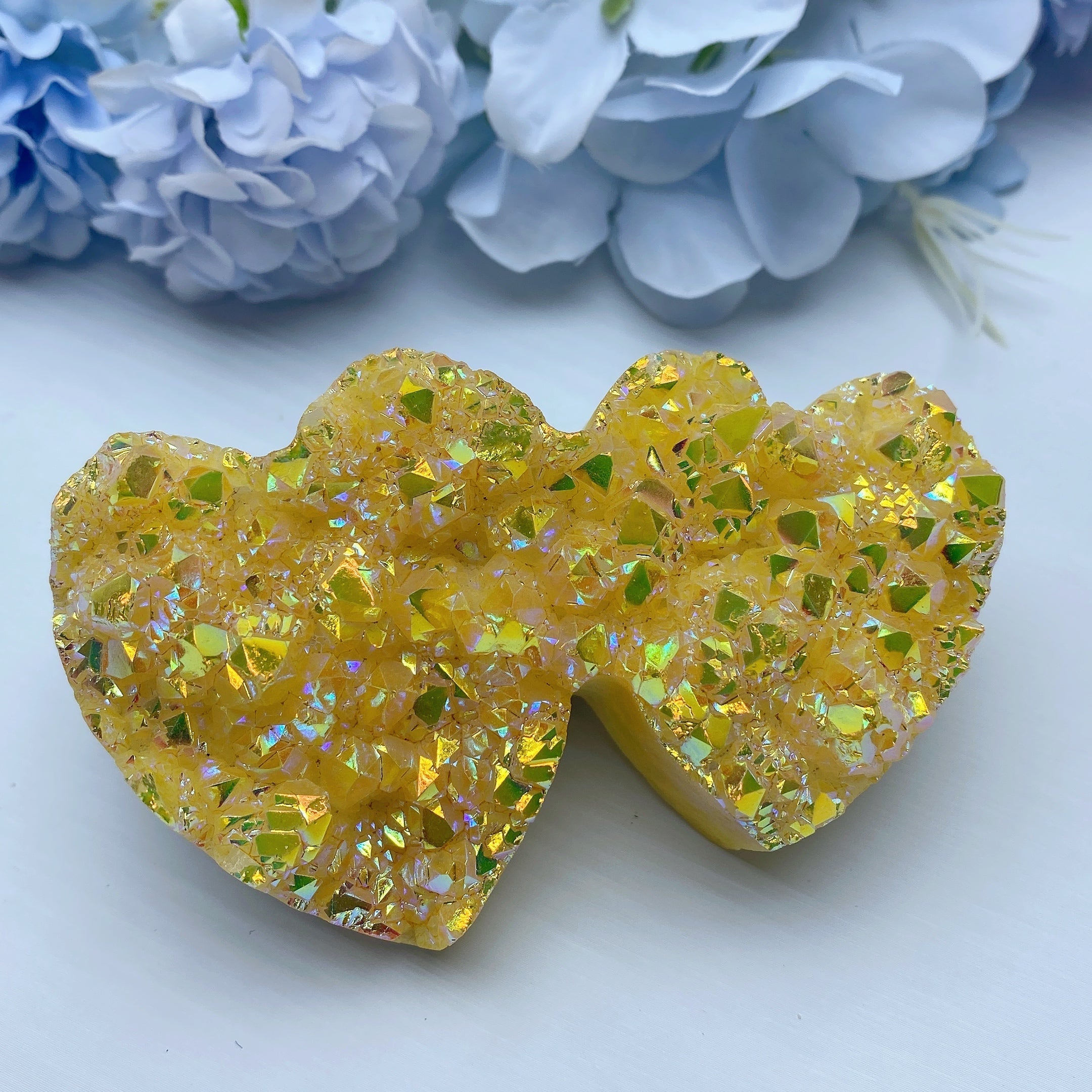 2x 2.0x3.4 inches Aura Crystal Double Heart Cluster for Healing