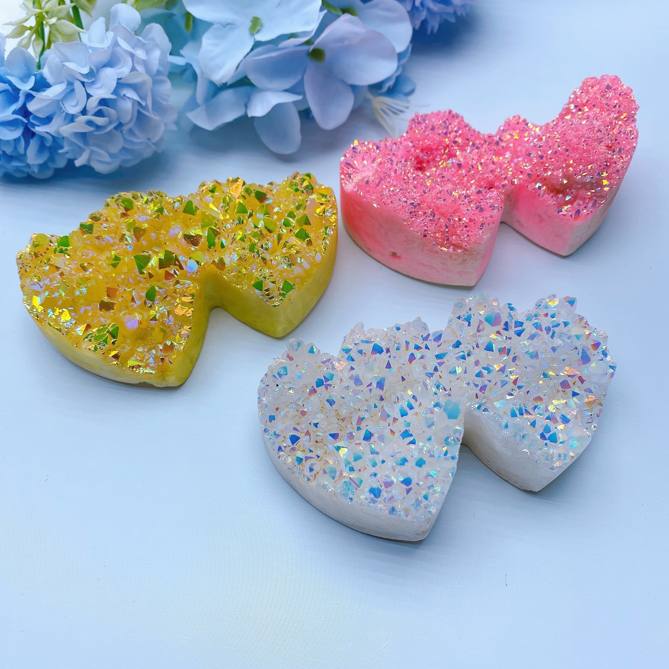 2x 2.0x3.4 inches Aura Crystal Double Heart Cluster for Healing