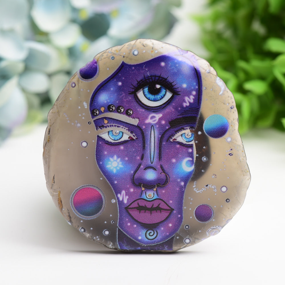 3.0-3.5 Inch Agate Crystal Slab for Healing Display