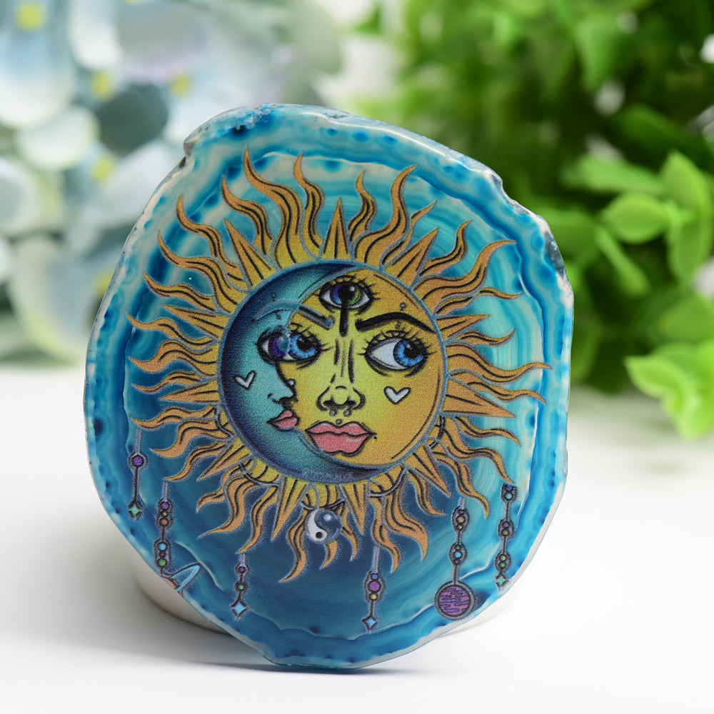 3.0-3.5 Inch Agate Crystal Slab for Healing Display