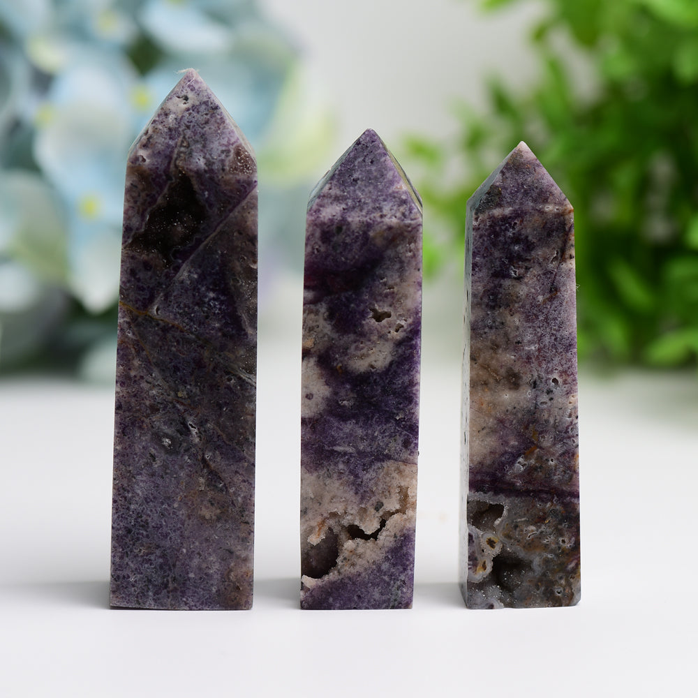 3.0-4.5 Inch Purple Sphalerite Crystal Tower for Healing