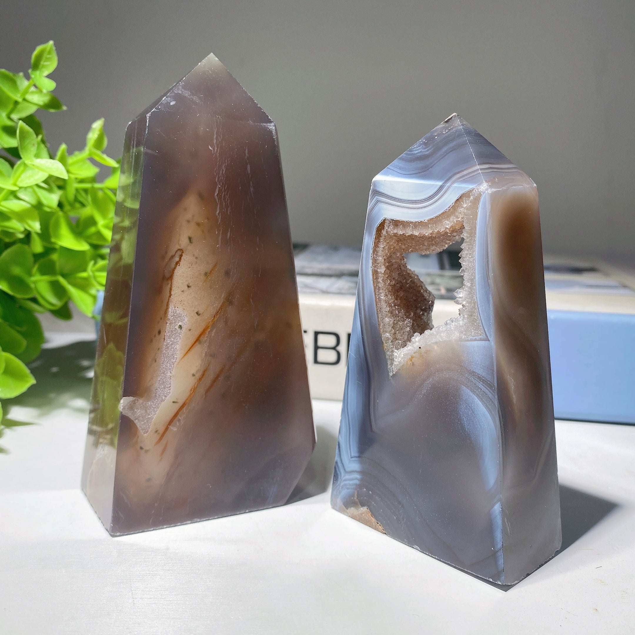 3.0-8.0" Druzy Agate Amethyst Healing Crystal Tower