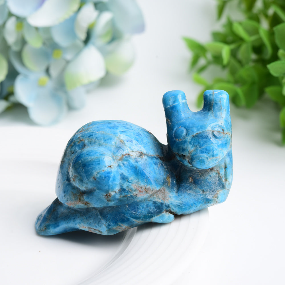 3.0 inch Blue Apatite Snail Crystal Figurine for Healing