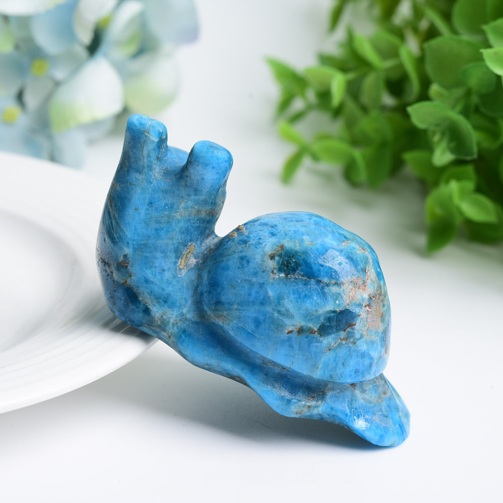 3.0 inch Blue Apatite Snail Crystal Figurine for Healing