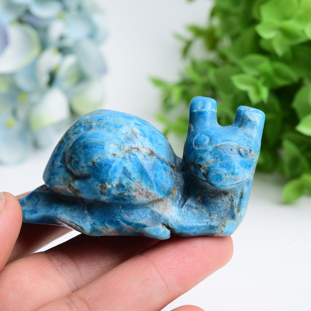 3.0 inch Blue Apatite Snail Crystal Figurine for Healing