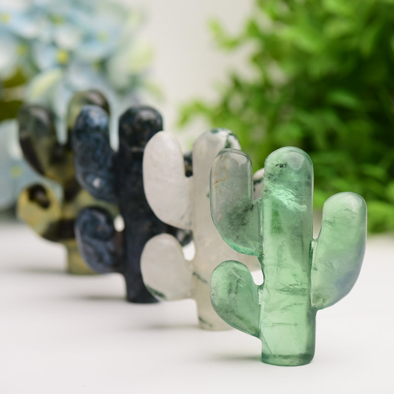 3.0 Inch Crystal Cactus Figurine Carving for Energy Healing