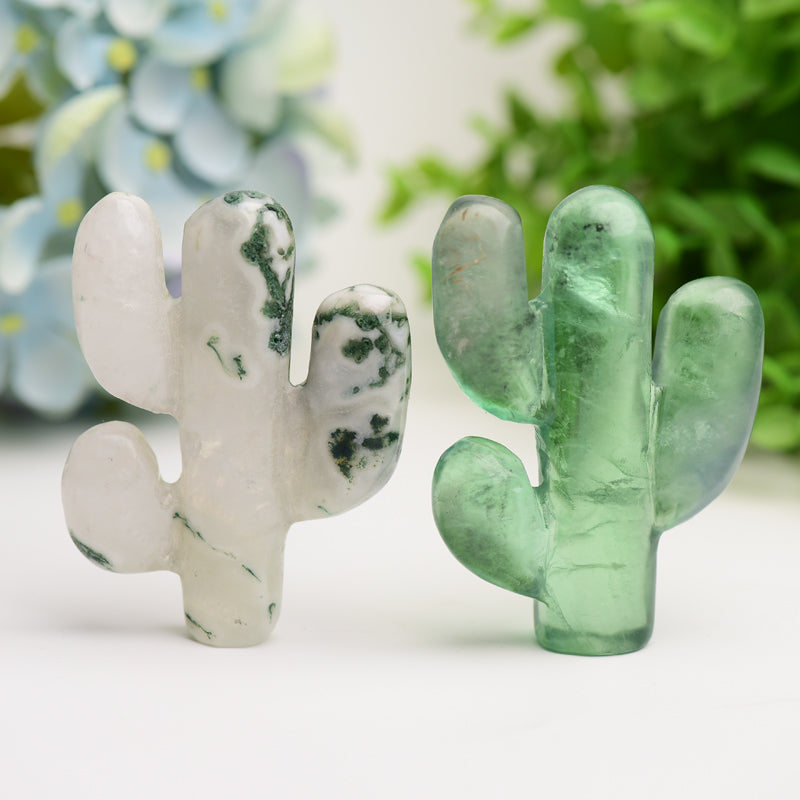 3.0 Inch Crystal Cactus Figurine Carving for Energy Healing