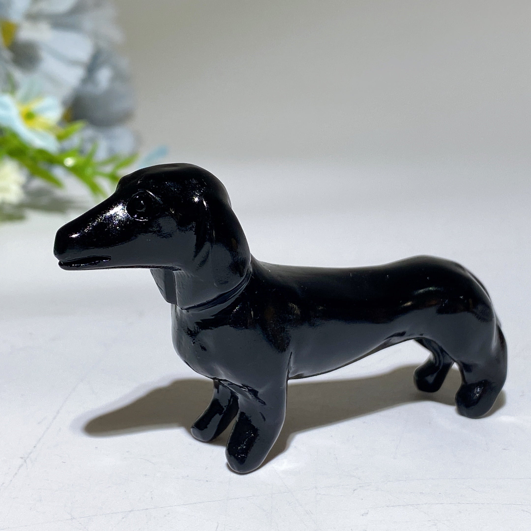 3.0 inch Crystal Dachshund Figurine for Healing and Harmony
