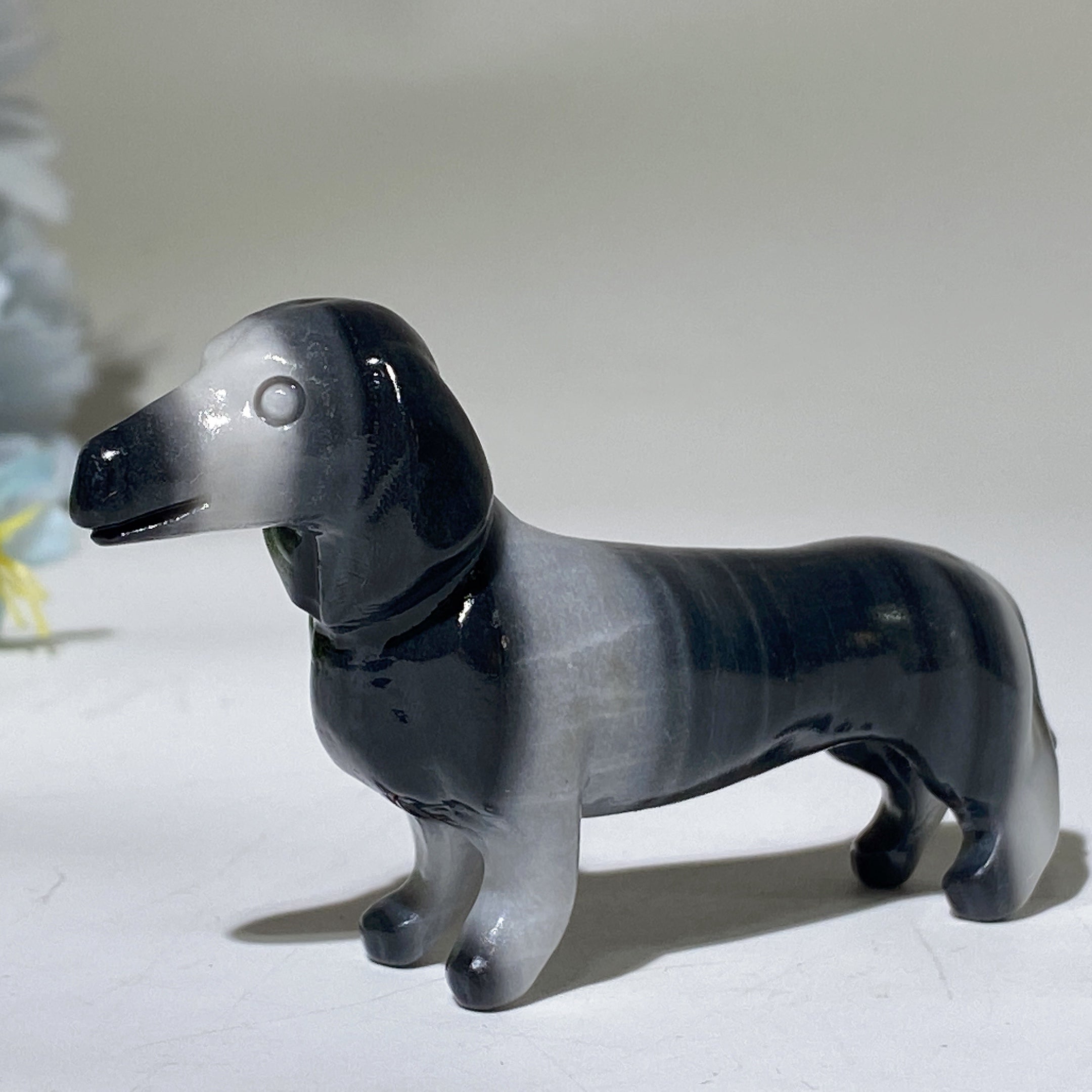 3.0 inch Crystal Dachshund Figurine for Healing and Harmony