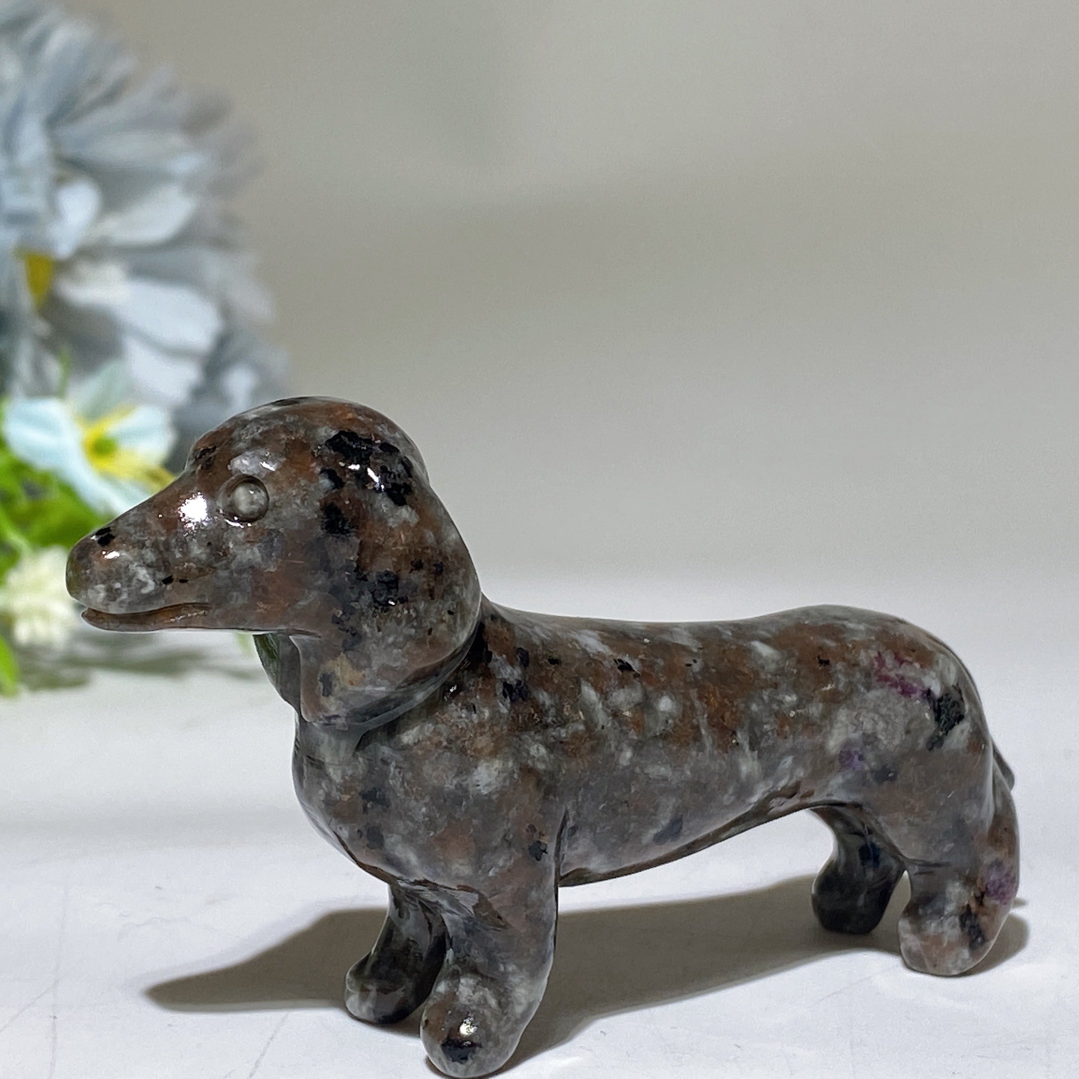 3.0 inch Crystal Dachshund Figurine for Healing and Harmony