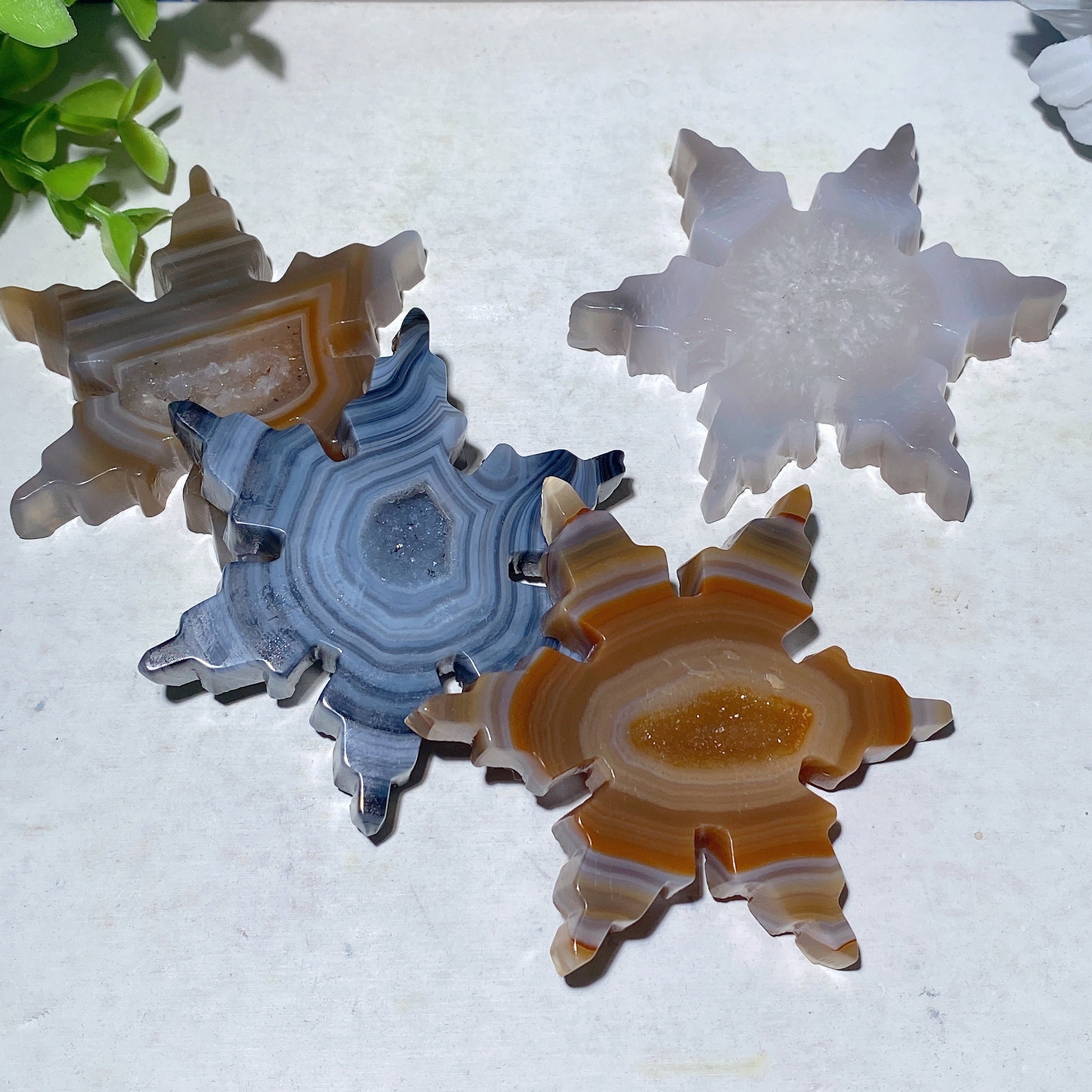 3.0 inch Druzy Agate Snowflake Crystal Figurine