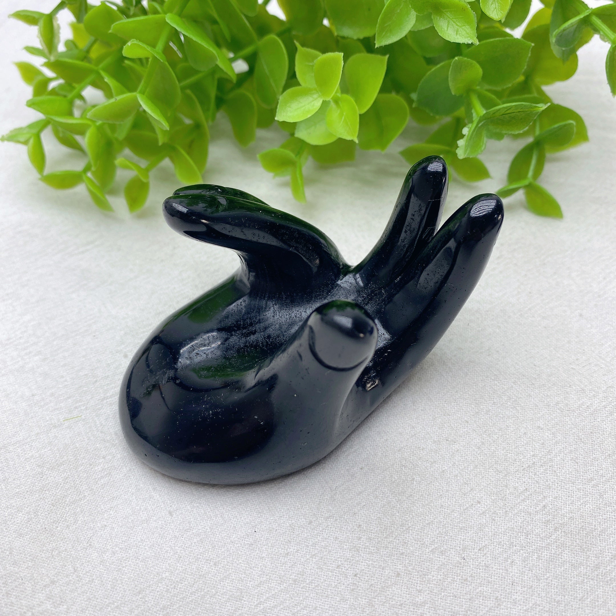 3.0 inch Fluorite & Black Obsidian Hand Carving Crystal