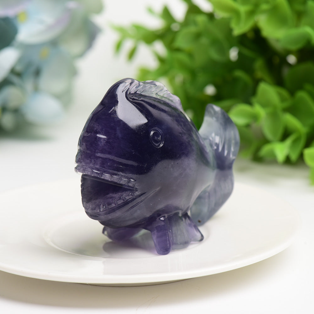 3.0 inch Fluorite Fish Carving for Crystal Healing