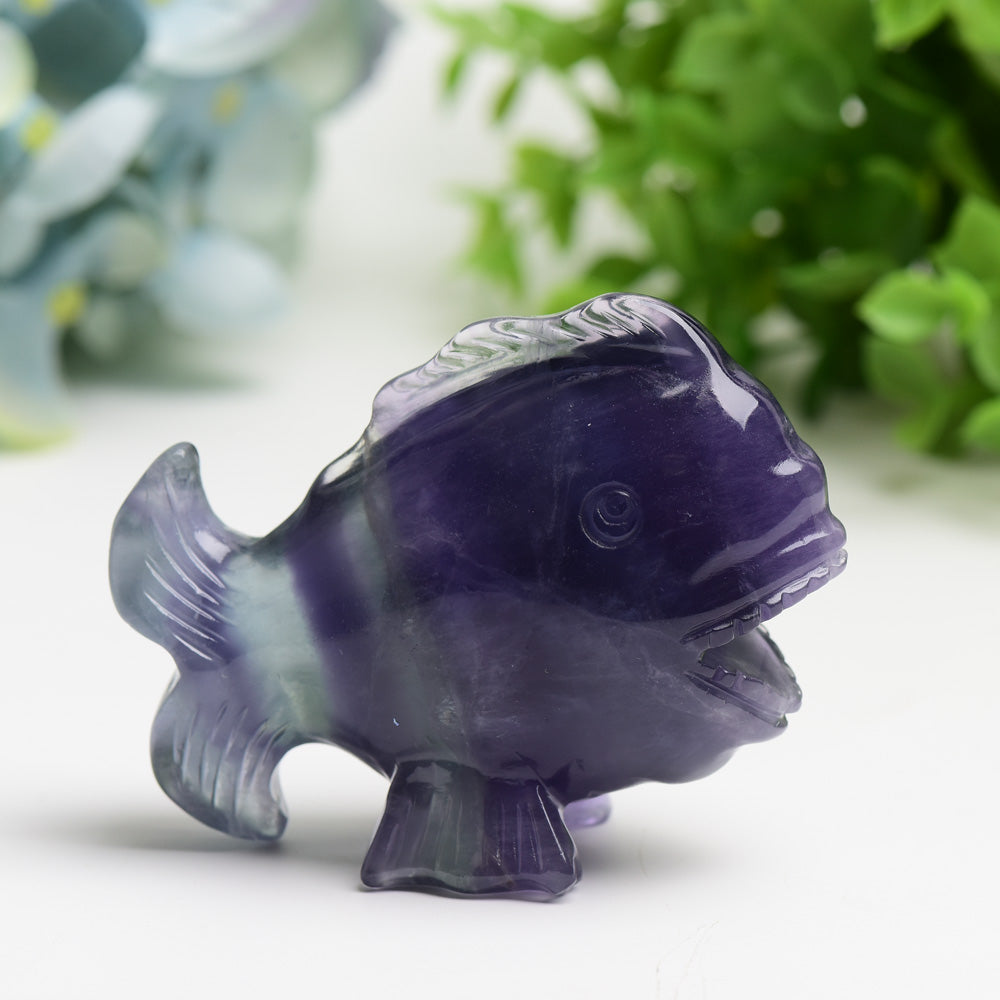 3.0 inch Fluorite Fish Carving for Crystal Healing