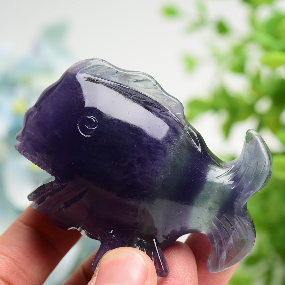3.0 inch Fluorite Fish Carving for Crystal Healing