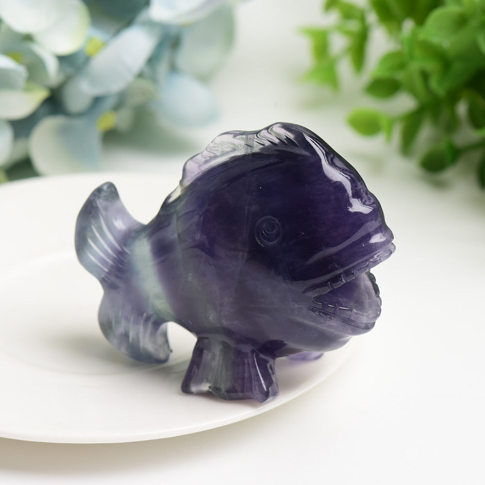 3.0 inch Fluorite Fish Carving for Crystal Healing
