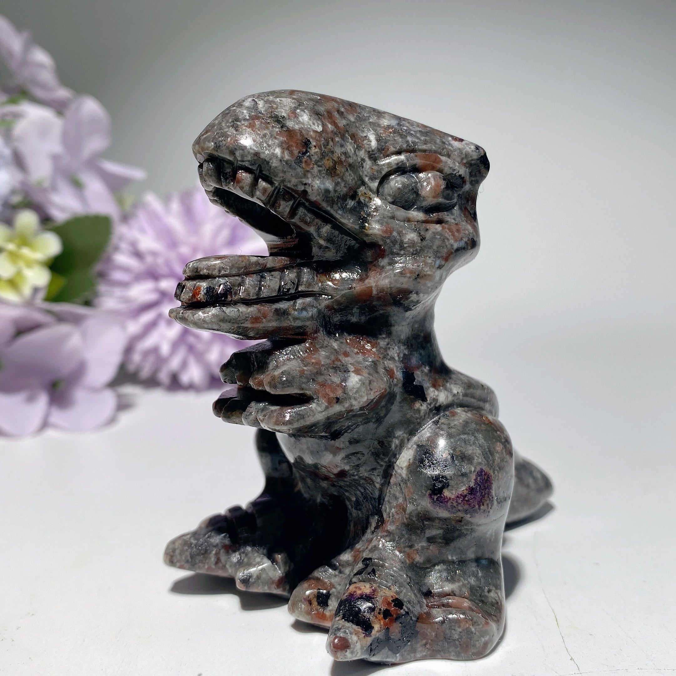 3.0 Inch Garnet Yooperlite Crystal Dinosaur Carving
