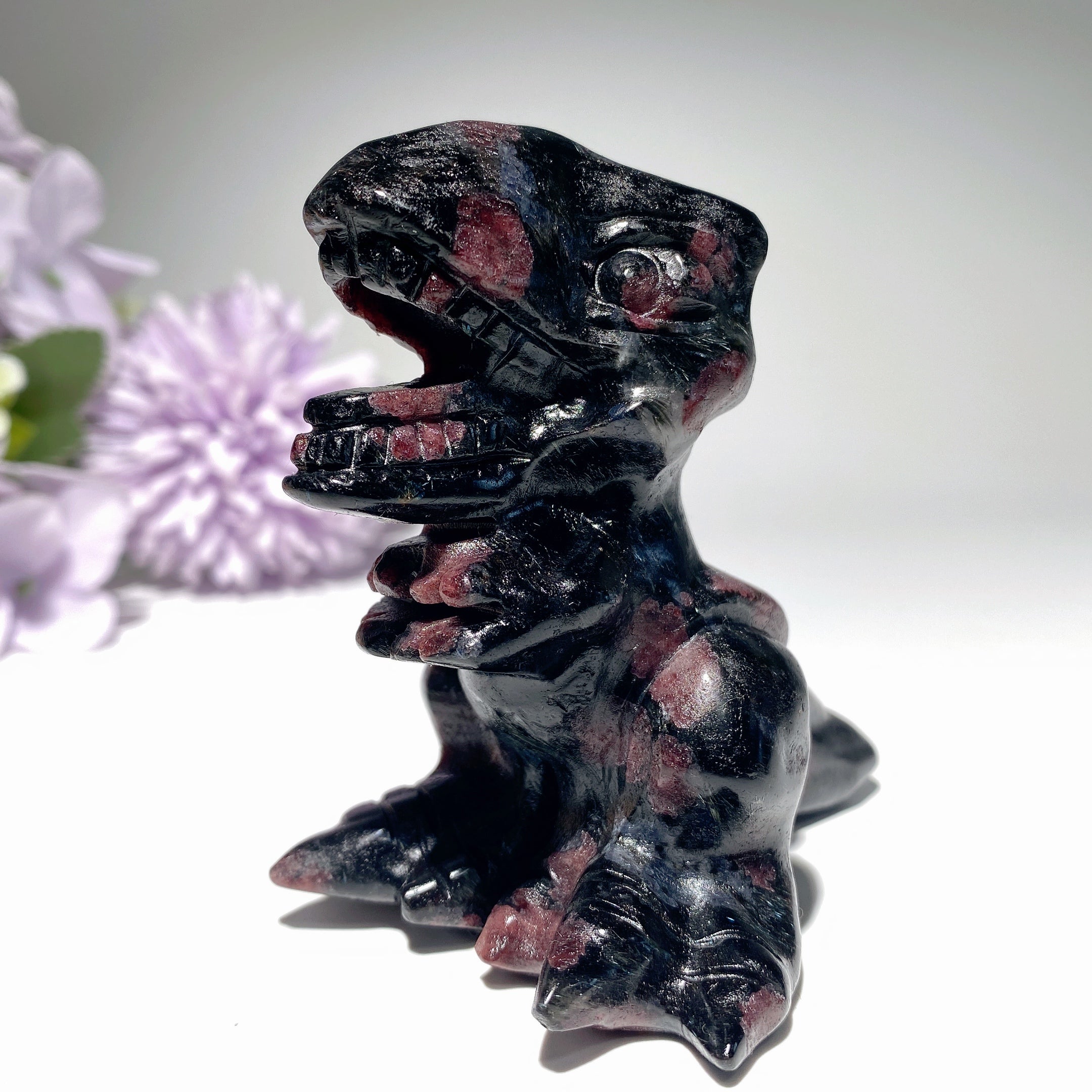 3.0 Inch Garnet Yooperlite Crystal Dinosaur Carving