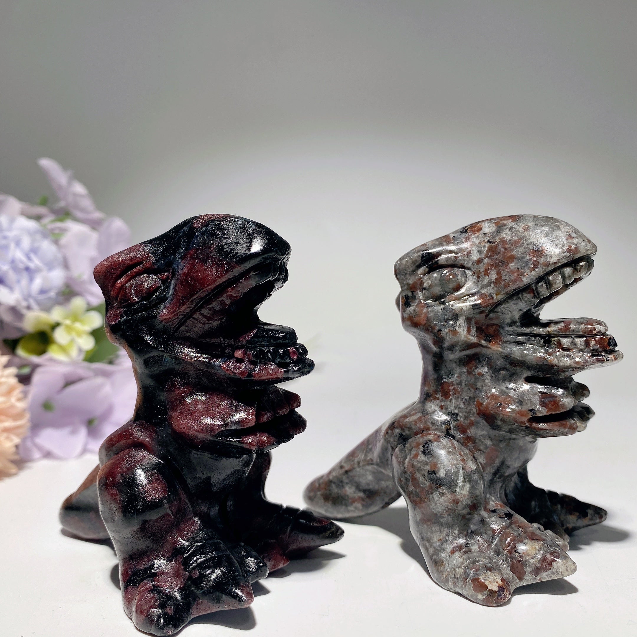 3.0 Inch Garnet Yooperlite Crystal Dinosaur Carving