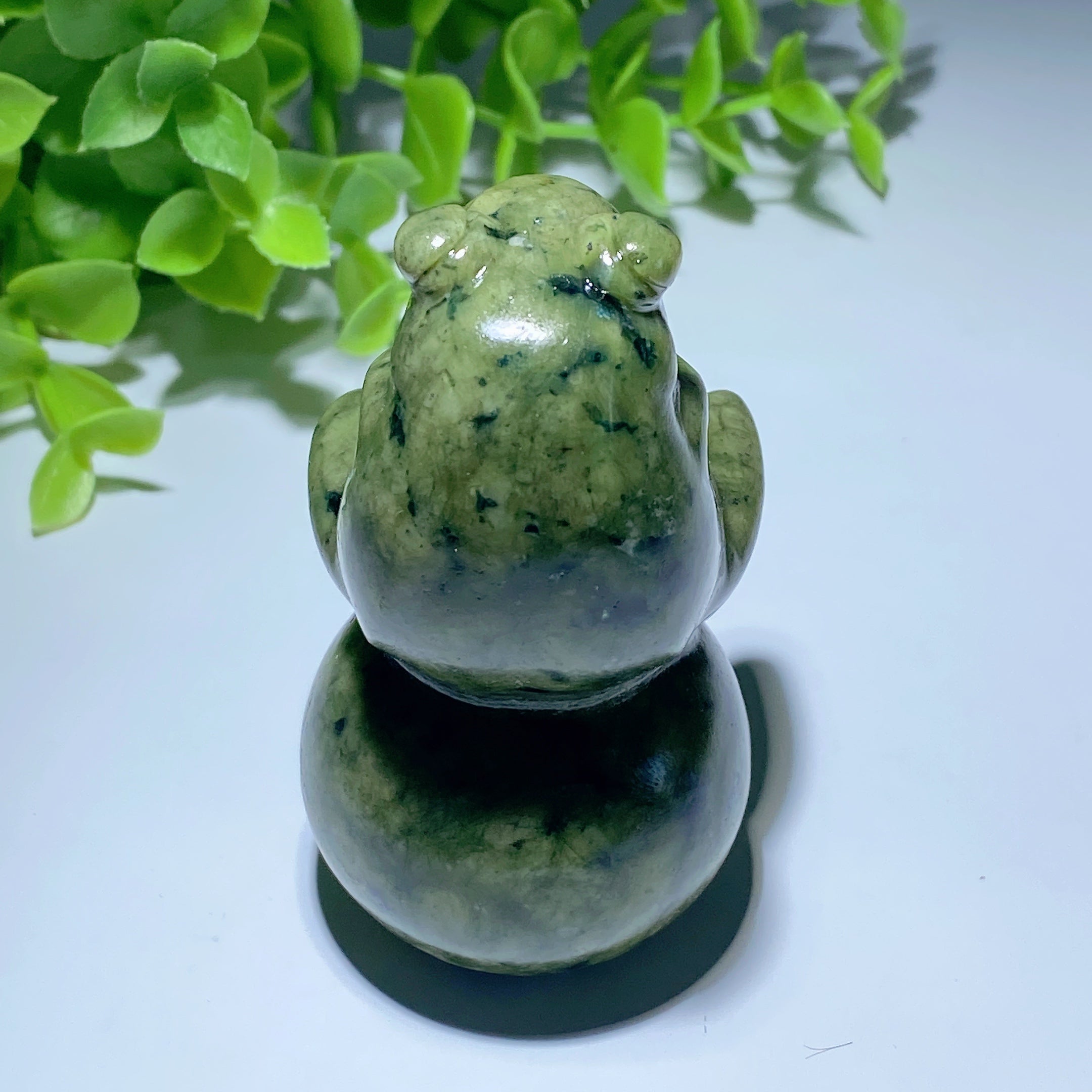 3.0 Inch Green Serpentine Crystal Frog On Ball Carving