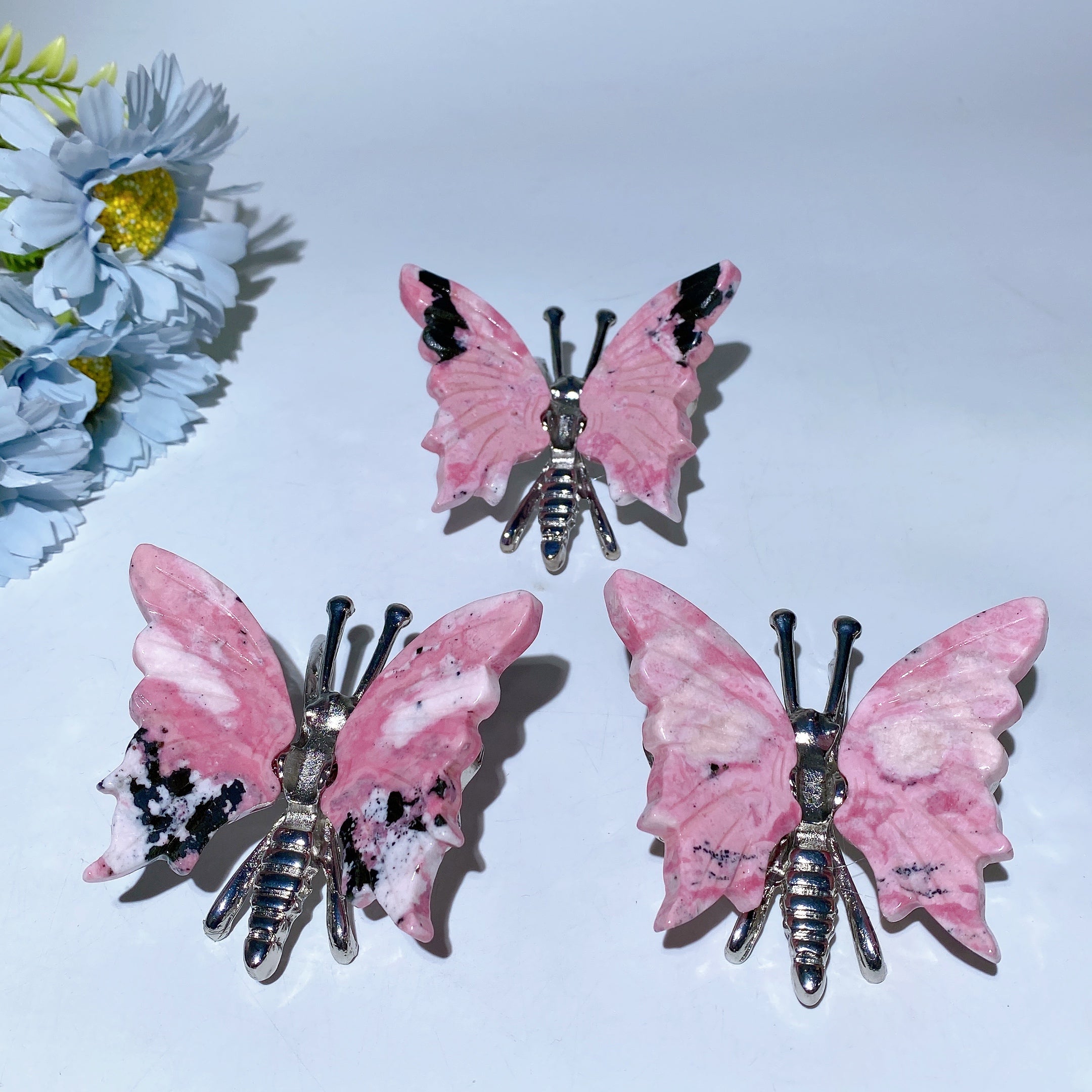 3.0 Inch Peru Rhodonite Butterfly Crystal Figurine Carving