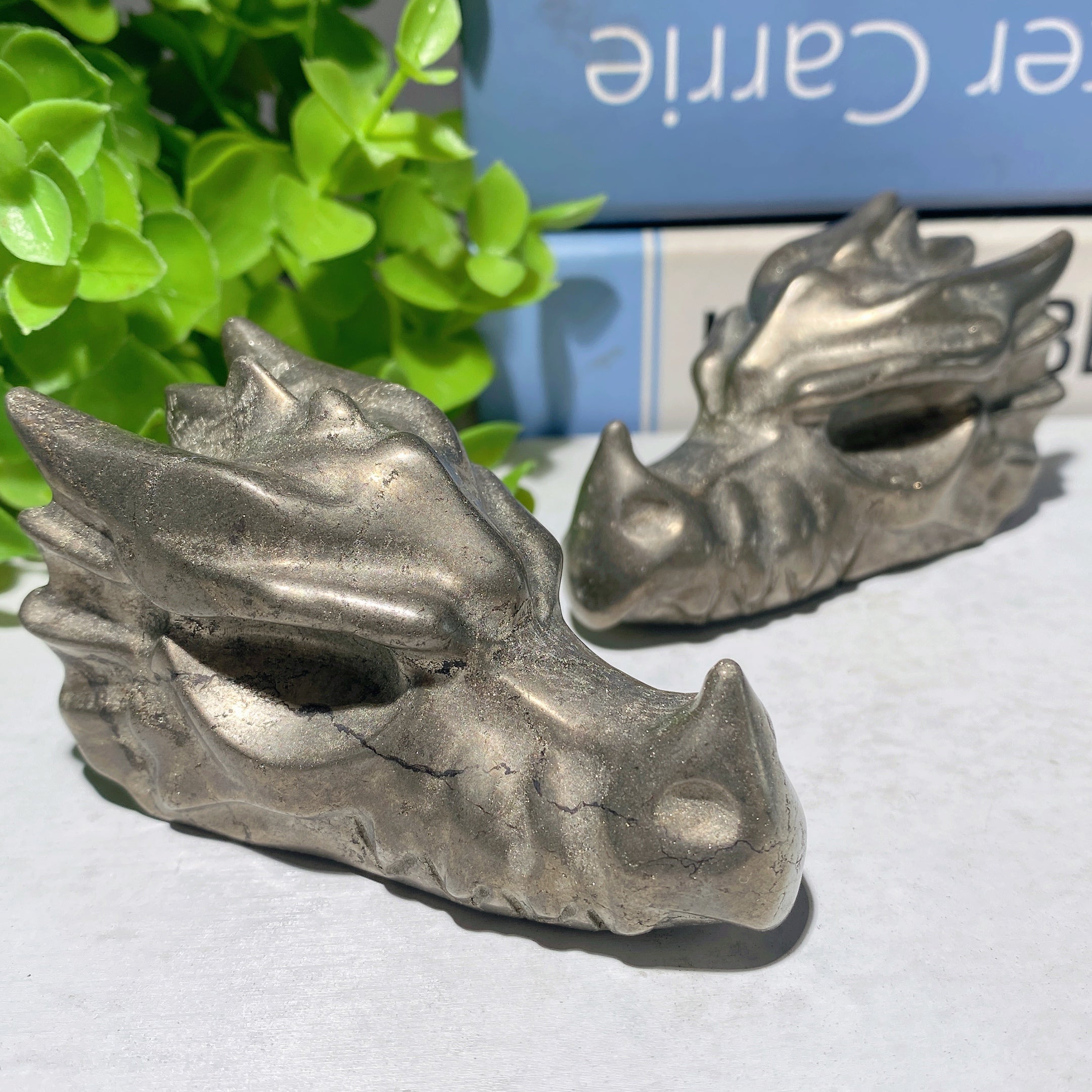 3.0-Inch Pyrite Dragon Head Crystal Carving 220g