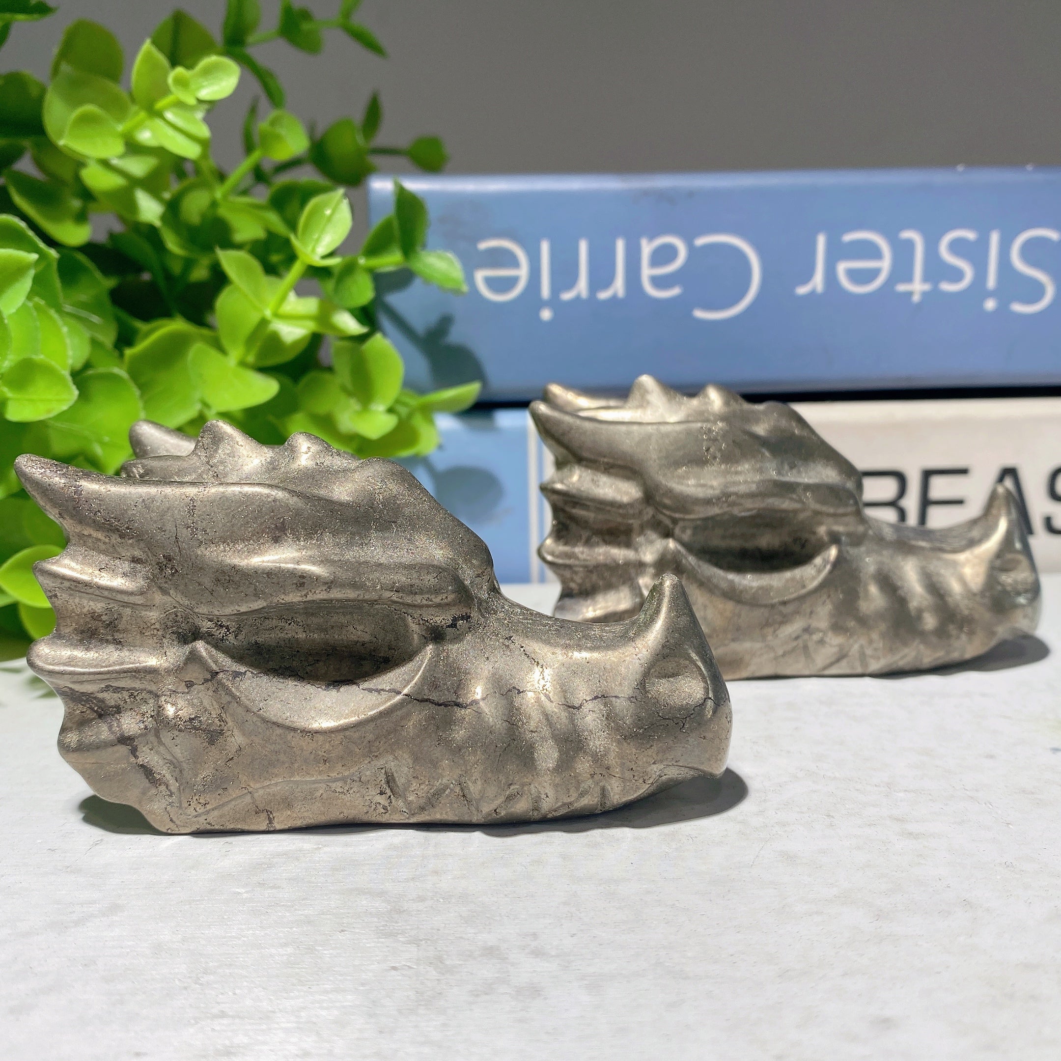 3.0-Inch Pyrite Dragon Head Crystal Carving 220g