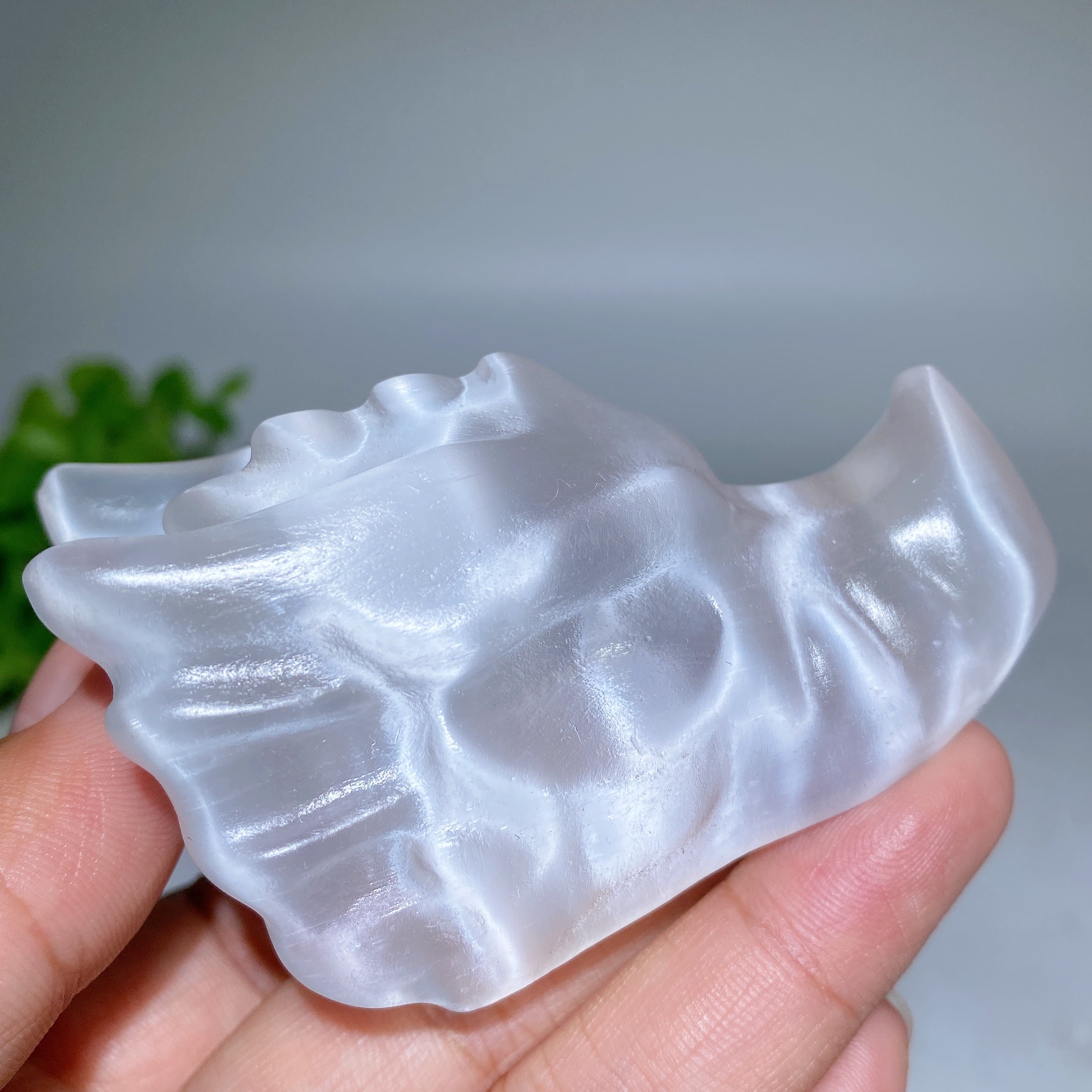 3.0 inch Selenite Crystal Dragon Head Carving