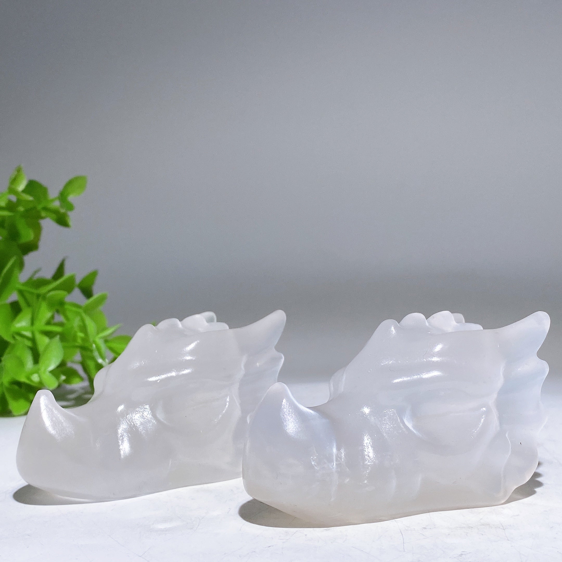 3.0 inch Selenite Crystal Dragon Head Carving