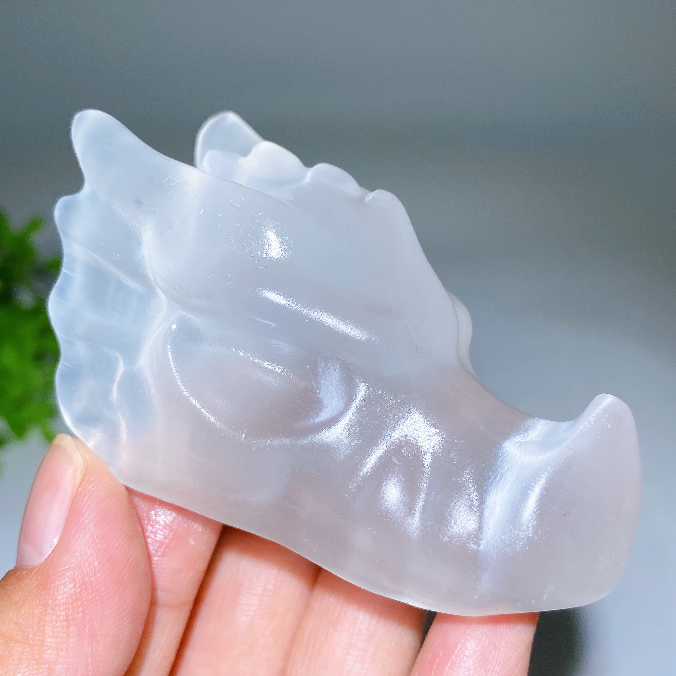 3.0 inch Selenite Crystal Dragon Head Carving